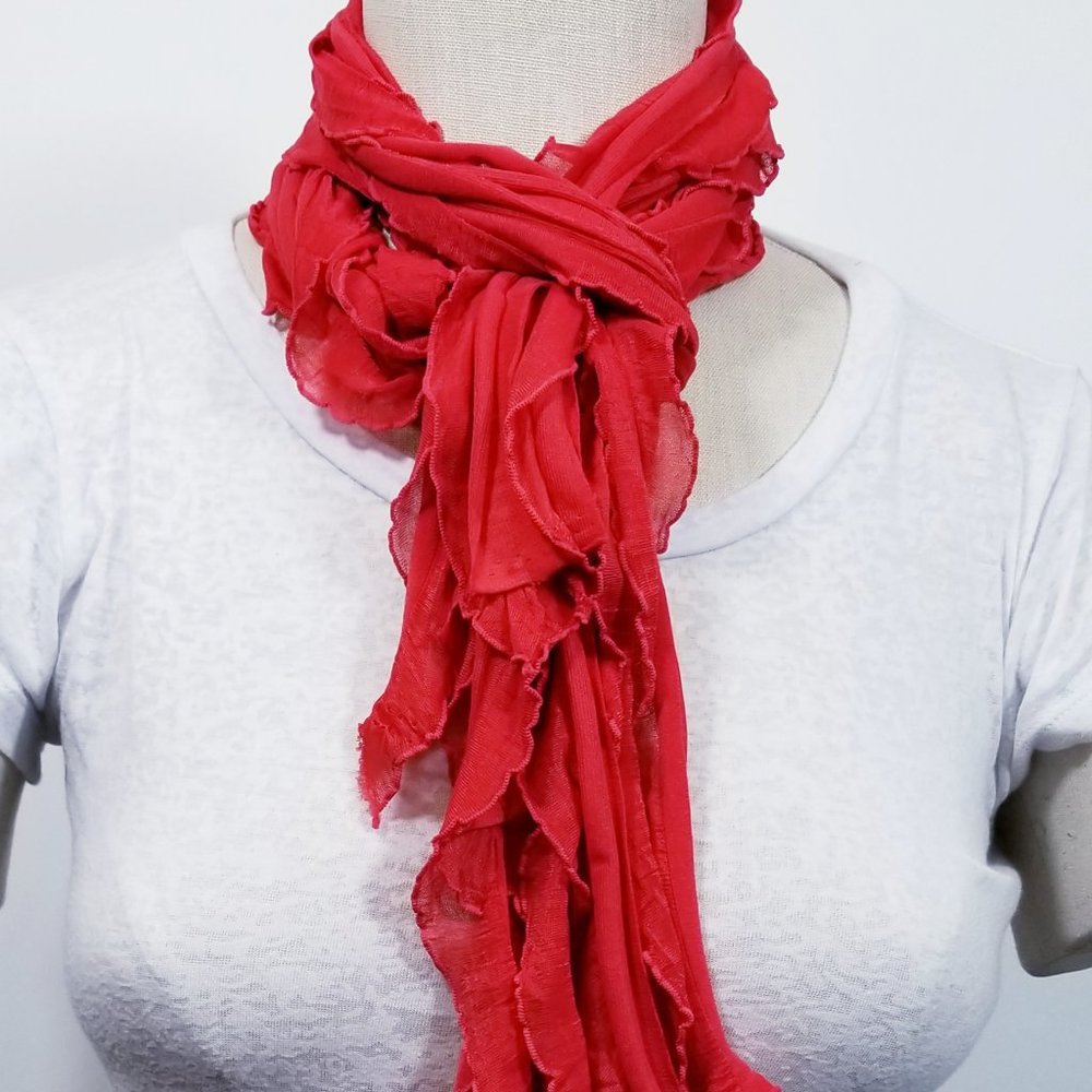 Tomato Red Flutter Scarf Lightweight Women Accessory Mult…
